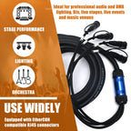 Jamesin 4 Channel CAT6 Shielded Ethercon Cable, with Booted Rj45, Auto-Locking Ethernet, for Studio Setups, Touring, Stage Production, Concerts & Other Applications
