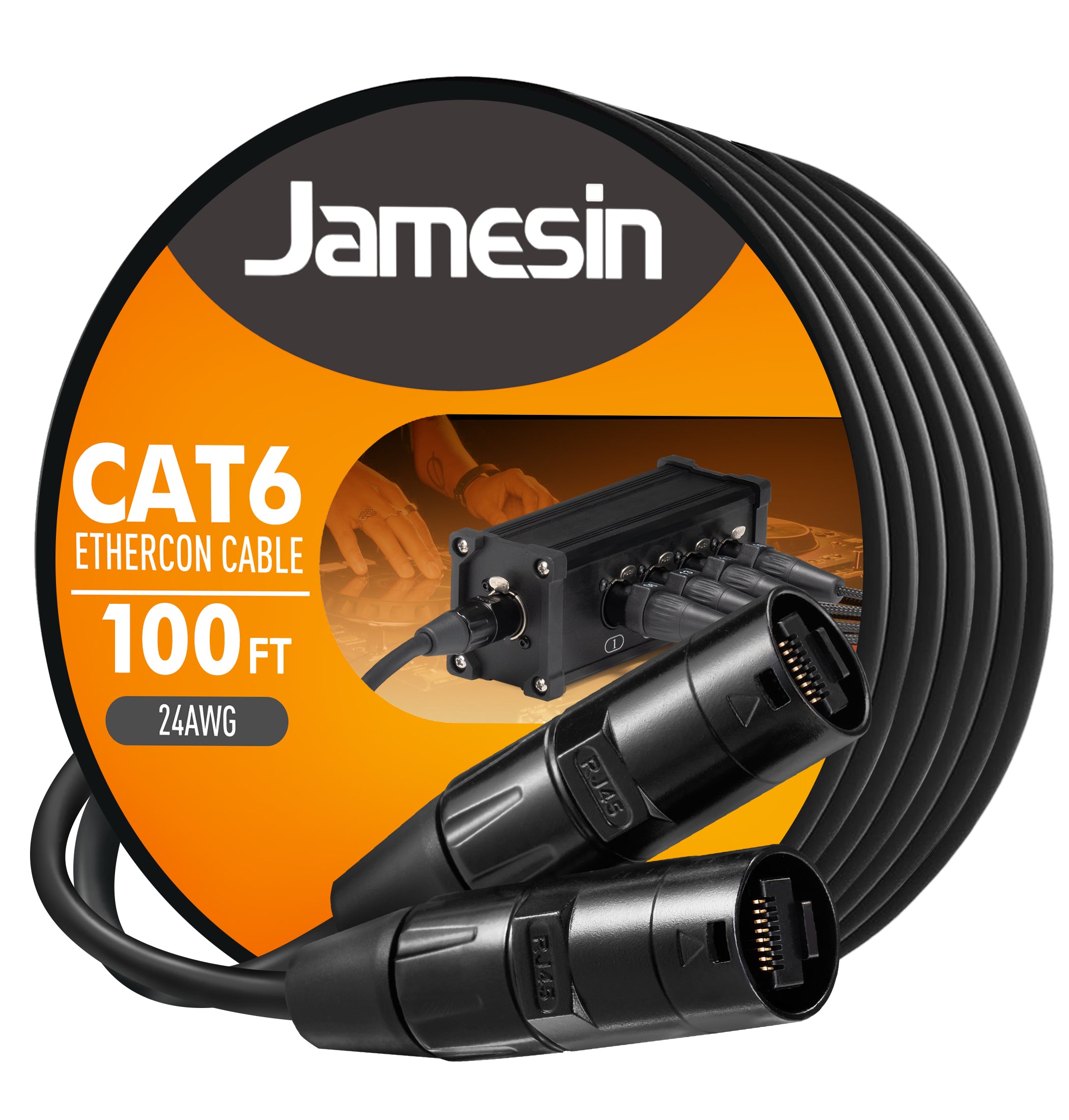 Jamesin CAT6 Shielded Ethercon Cable, with Booted Rj45, Tactical Locking Ethernet, and Converta-Shell Connectors, for Studio Setups, Touring, Stage Production, Concerts & Other Applications