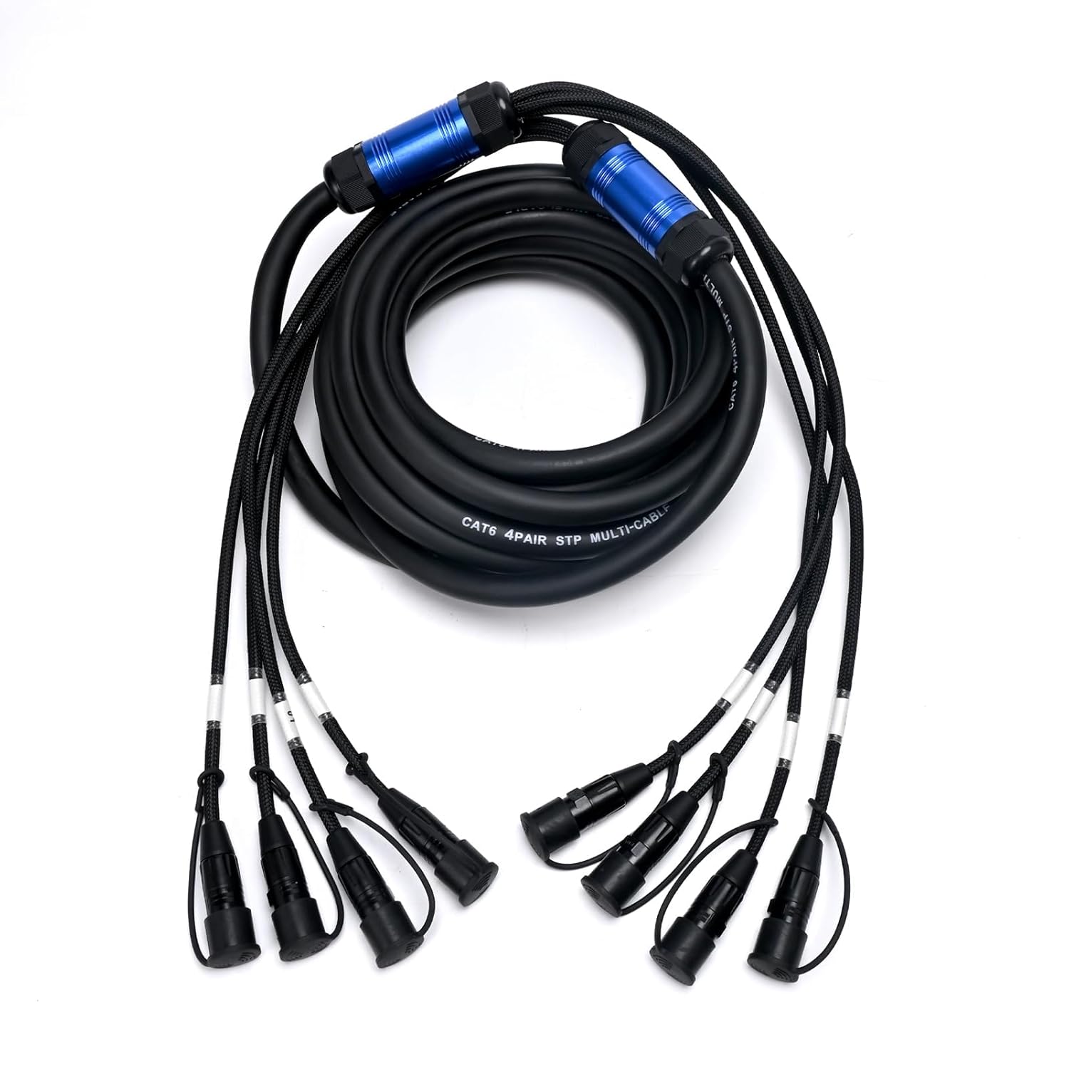 Jamesin 4 Channel CAT6 Shielded Ethercon Cable, with Booted Rj45, Auto-Locking Ethernet, for Studio Setups, Touring, Stage Production, Concerts & Other Applications