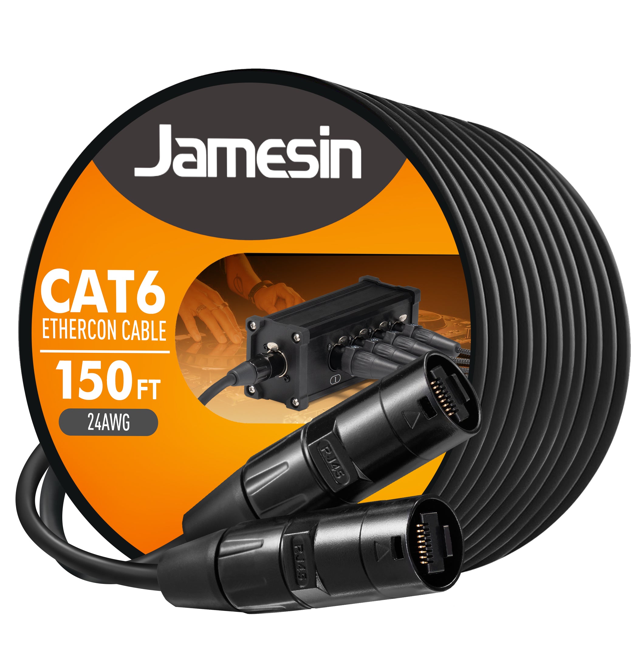 Jamesin CAT6 Shielded Ethercon Cable, with Booted Rj45, Tactical Locking Ethernet, and Converta-Shell Connectors, for Studio Setups, Touring, Stage Production, Concerts & Other Applications
