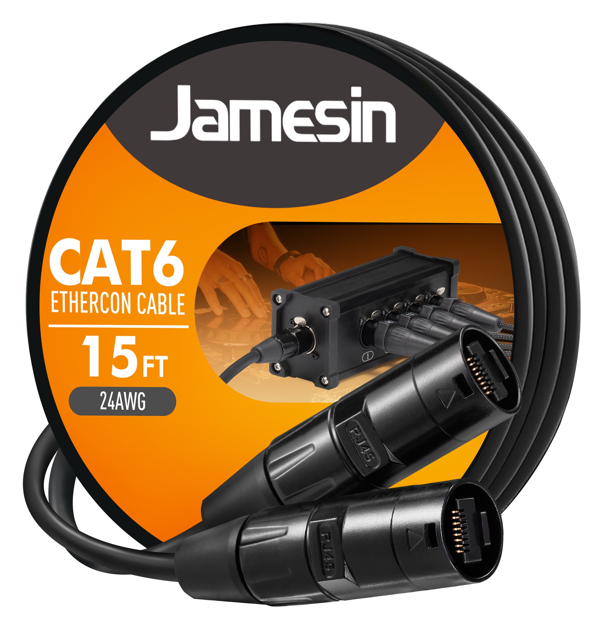 Jamesin CAT6 Shielded Ethercon Cable, with Booted Rj45, Tactical Locking Ethernet, and Converta-Shell Connectors, for Studio Setups, Touring, Stage Production, Concerts & Other Applications