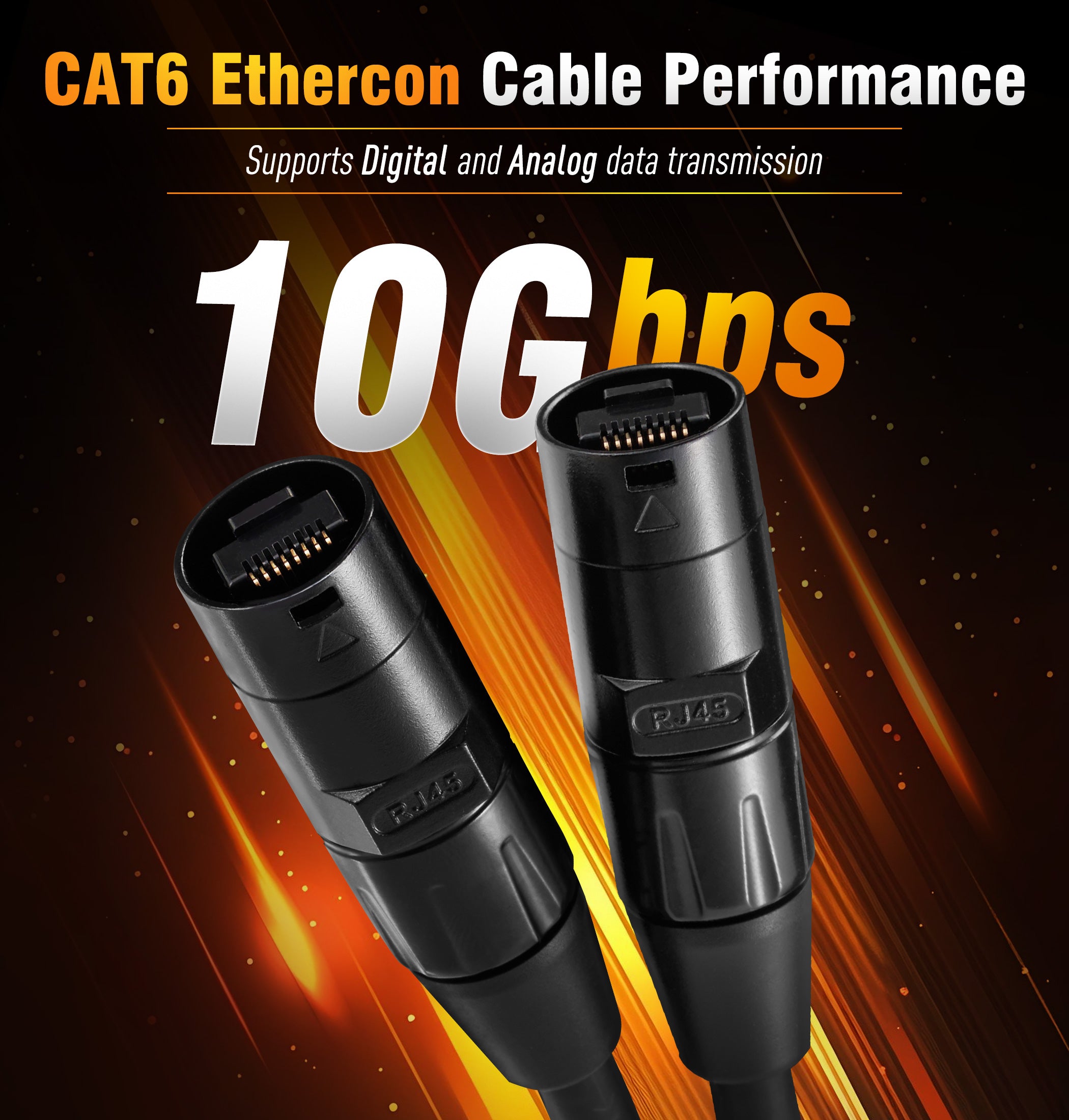 Jamesin CAT6 Shielded Ethercon Cable, with Booted Rj45, Tactical Locking Ethernet, and Converta-Shell Connectors, for Studio Setups, Touring, Stage Production, Concerts & Other Applications
