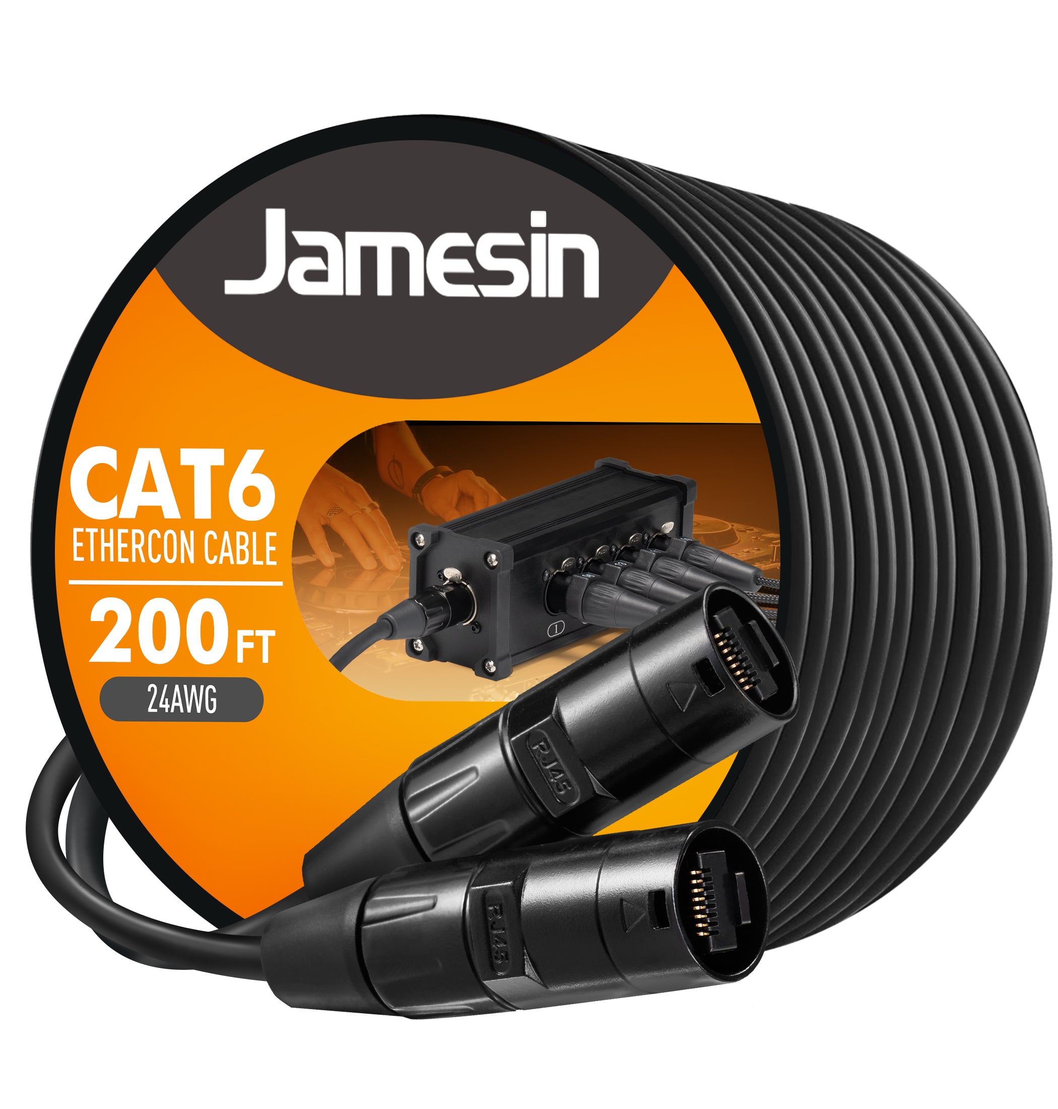 Jamesin CAT6 Shielded Ethercon Cable, with Booted Rj45, Tactical Locking Ethernet, and Converta-Shell Connectors, for Studio Setups, Touring, Stage Production, Concerts & Other Applications