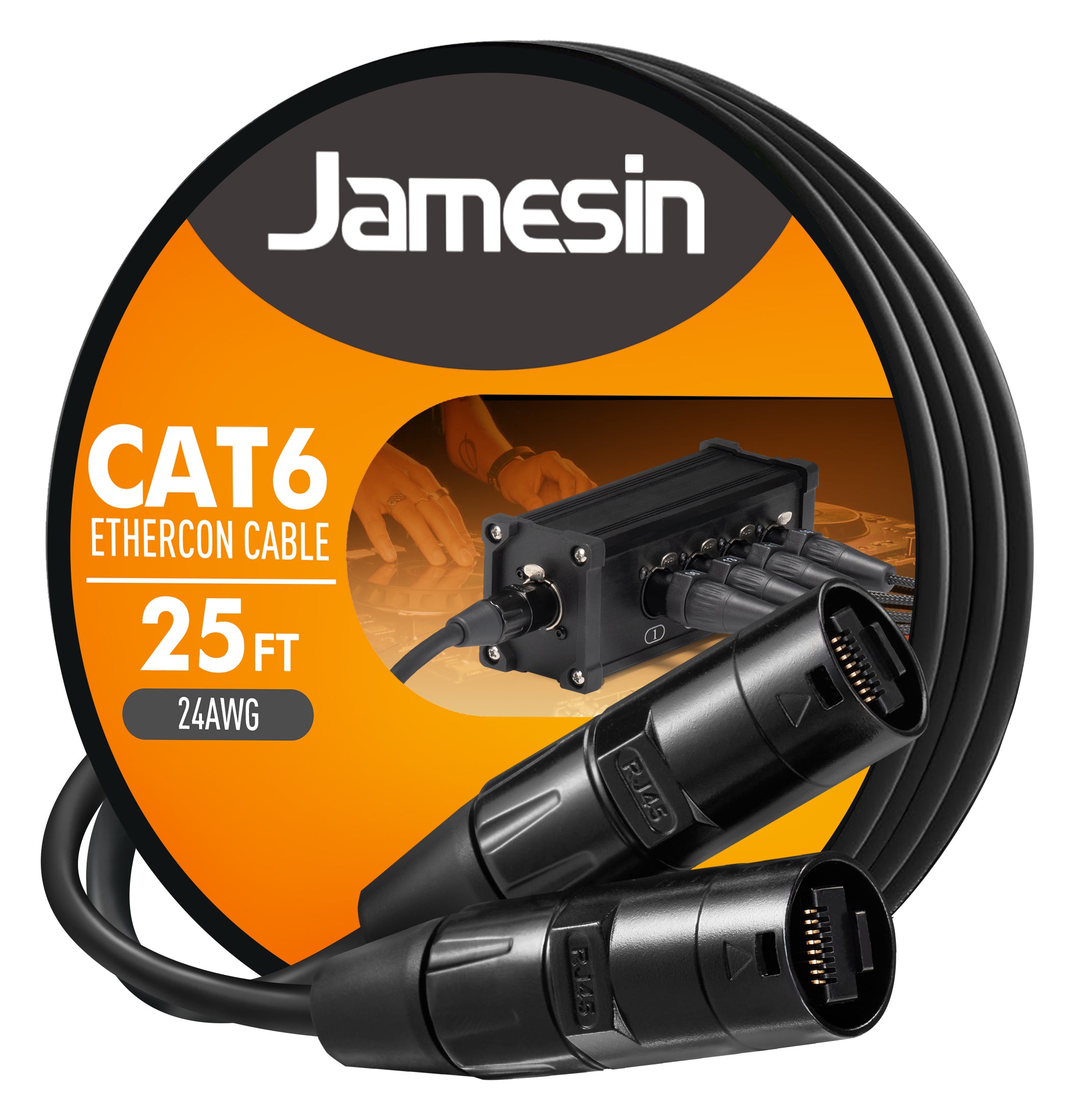 Jamesin CAT6 Shielded Ethercon Cable, with Booted Rj45, Tactical Locking Ethernet, and Converta-Shell Connectors, for Studio Setups, Touring, Stage Production, Concerts & Other Applications