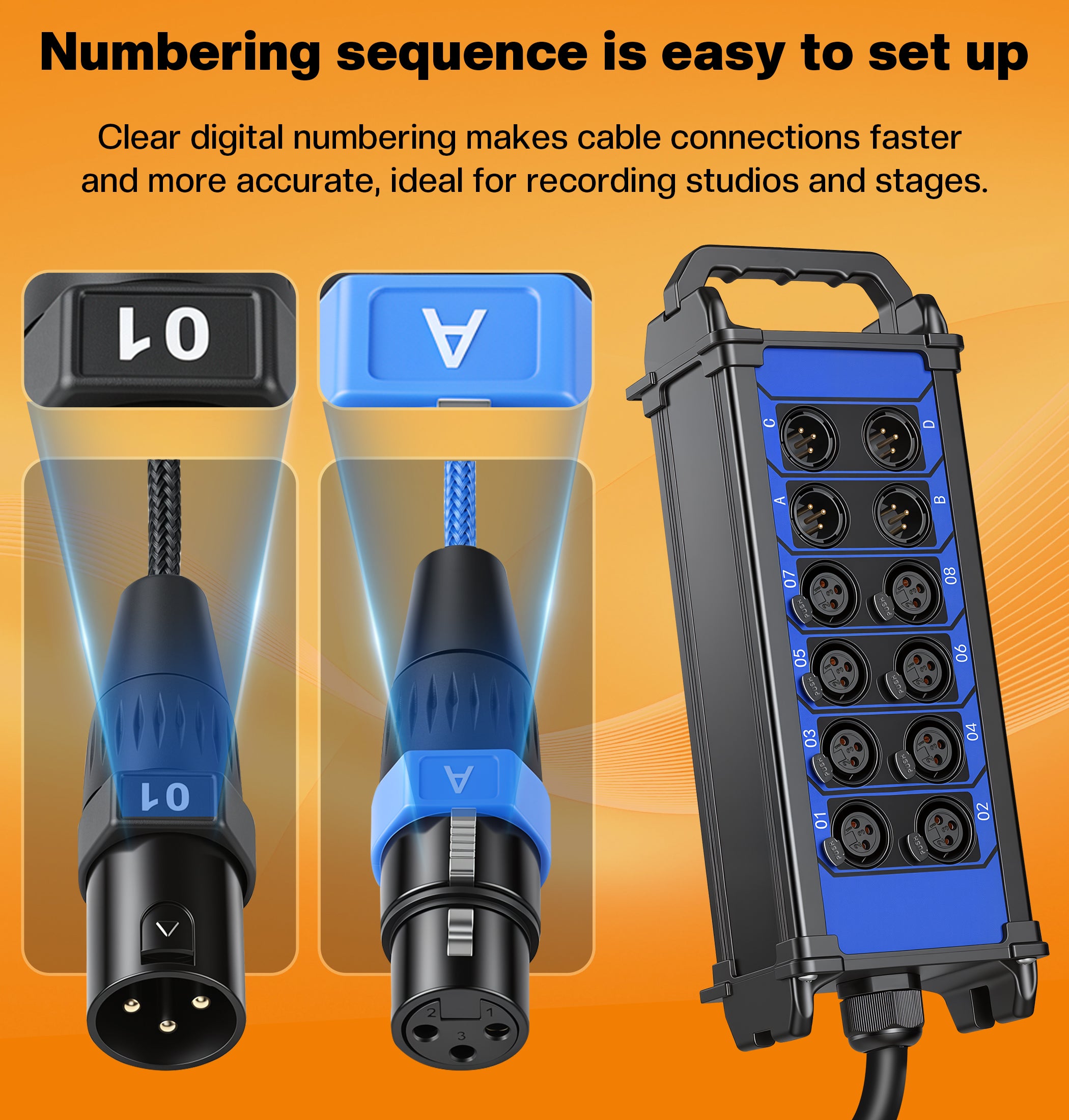 Jamesin 12 Channel XLR Splitter Cable for Recording Studio, Live Stage, Meeting Room, XLR Cables 8 Send Female & 4 Return Male