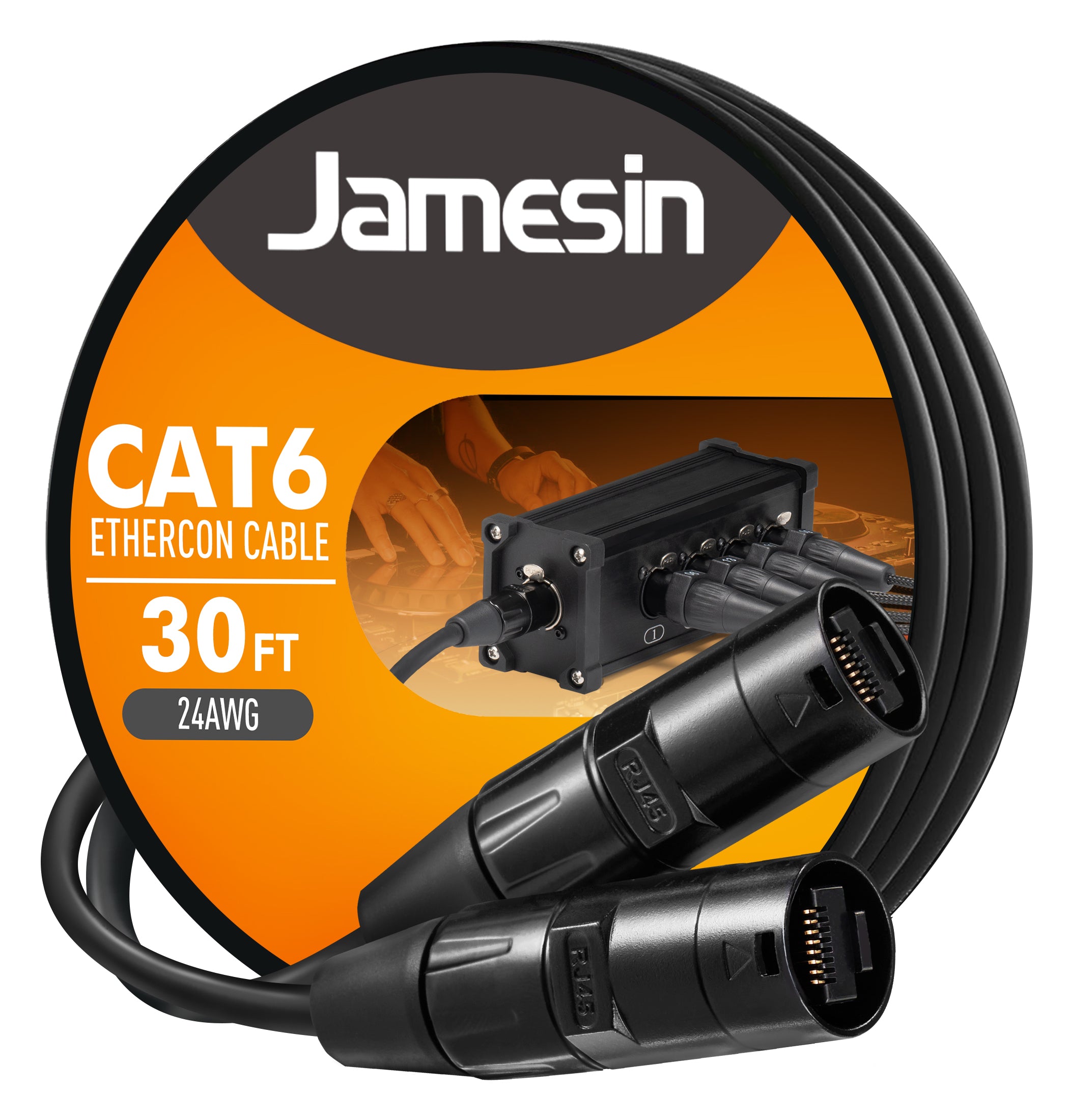 Jamesin CAT6 Shielded Ethercon Cable, with Booted Rj45, Tactical Locking Ethernet, and Converta-Shell Connectors, for Studio Setups, Touring, Stage Production, Concerts & Other Applications