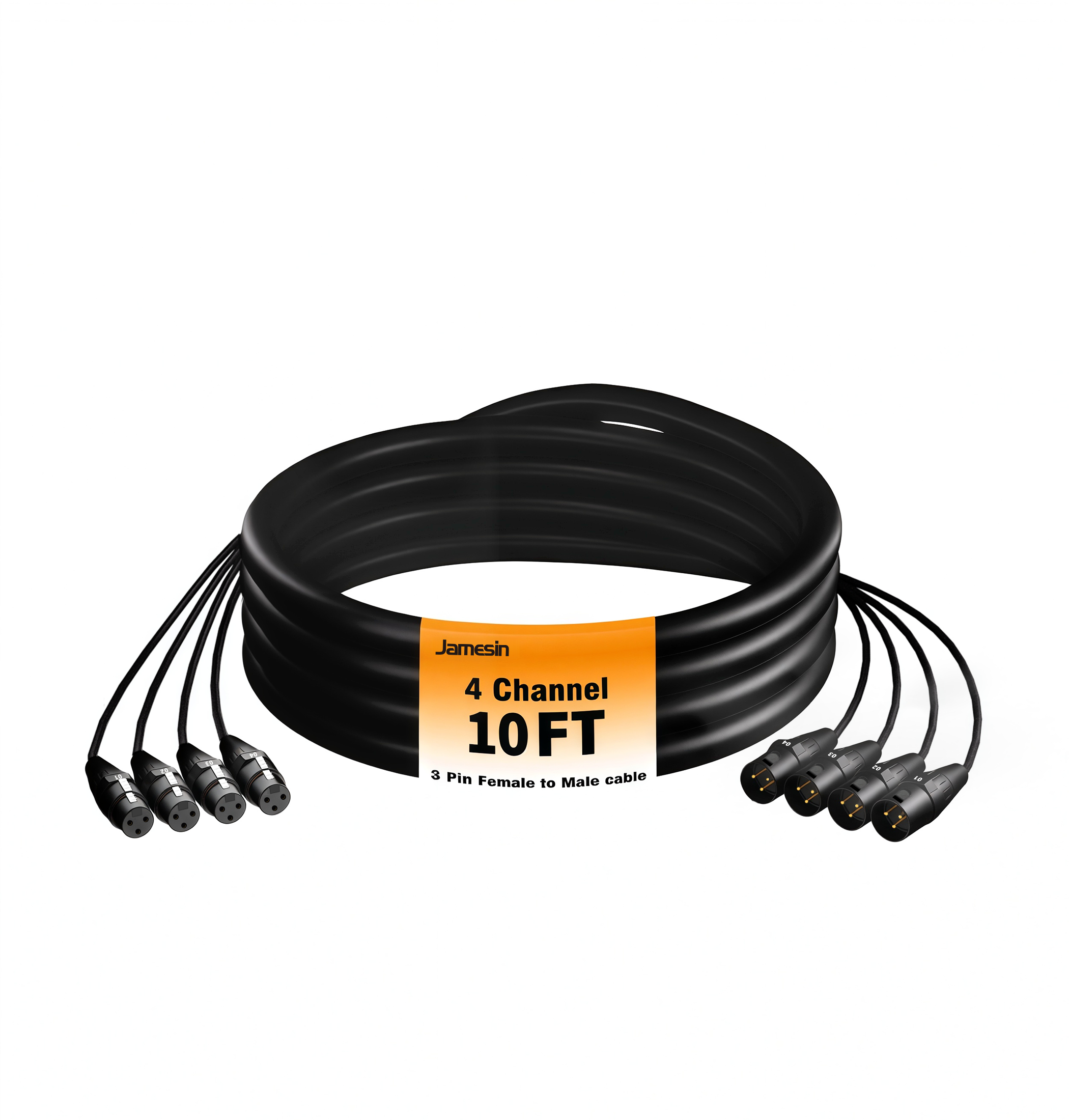 Jamesin Multi-Channel XLR Cables Male to Female Snake Cable with Digital Label and Braided Core Wire Microphone Audio Cable for Stage and Recording Studio, Can Be Used with Any Device