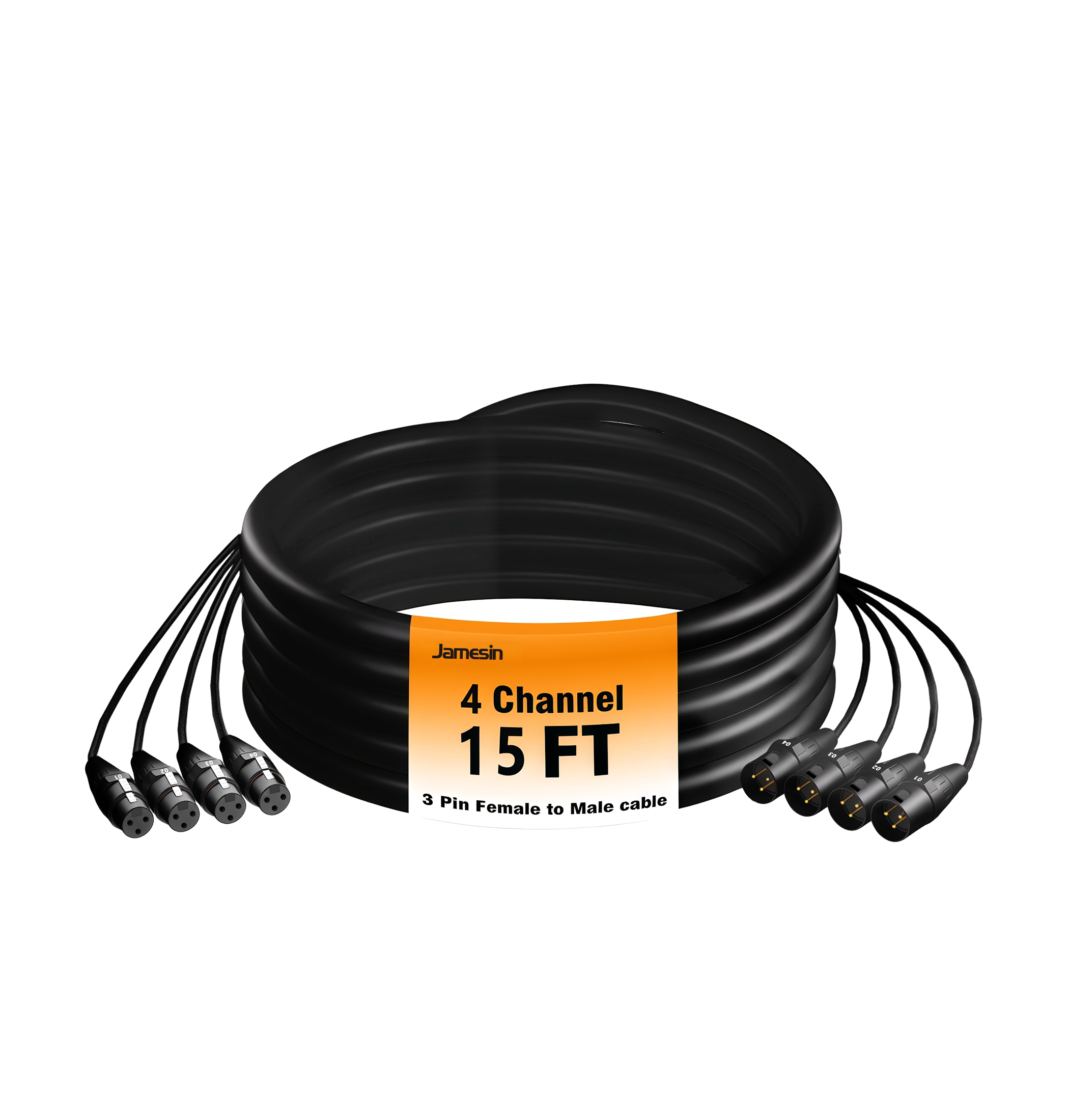 Jamesin Multi-Channel XLR Cables Male to Female Snake Cable with Digital Label and Braided Core Wire Microphone Audio Cable for Stage and Recording Studio, Can Be Used with Any Device