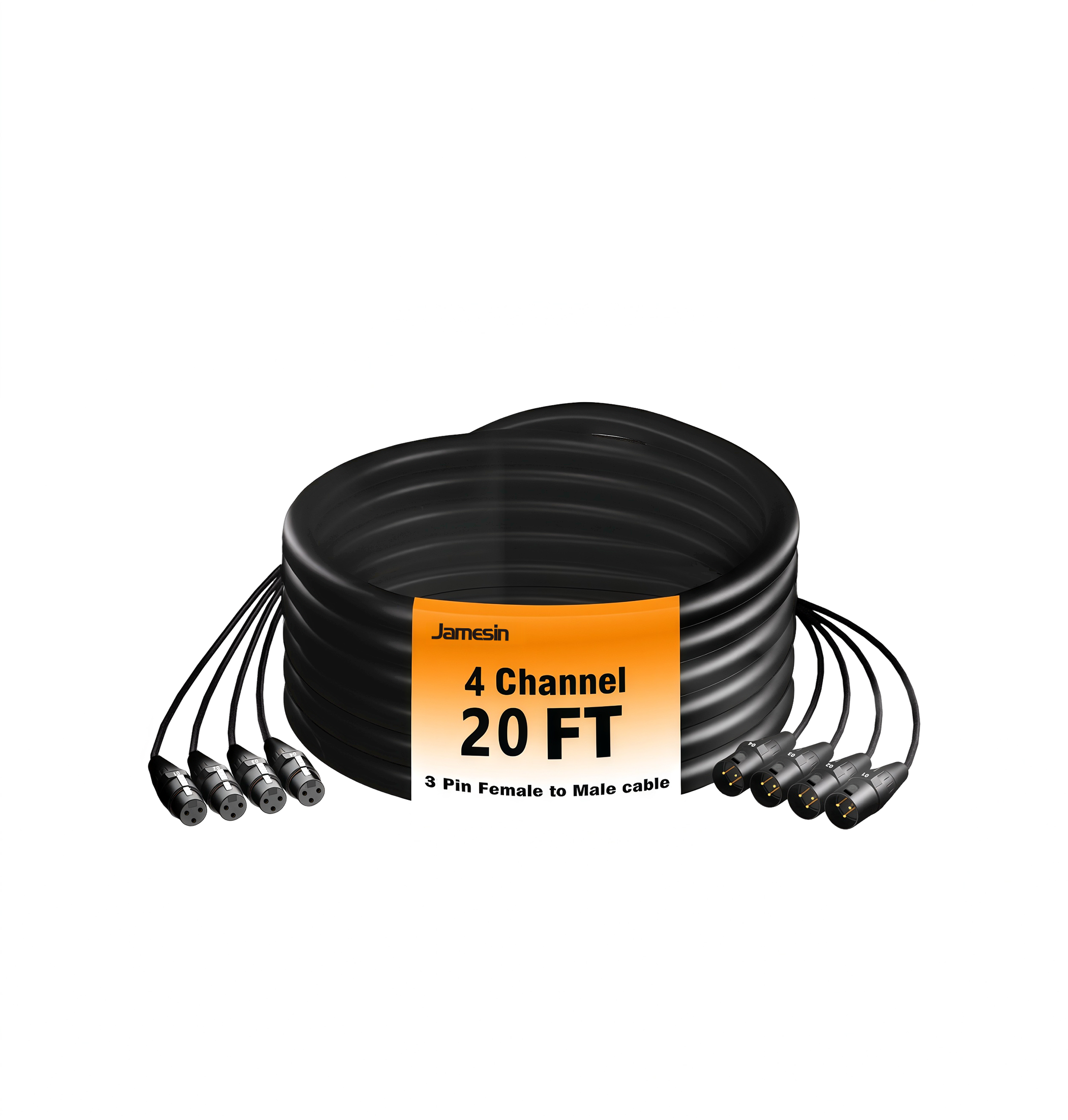 Jamesin Multi-Channel XLR Cables Male to Female Snake Cable with Digital Label and Braided Core Wire Microphone Audio Cable for Stage and Recording Studio, Can Be Used with Any Device