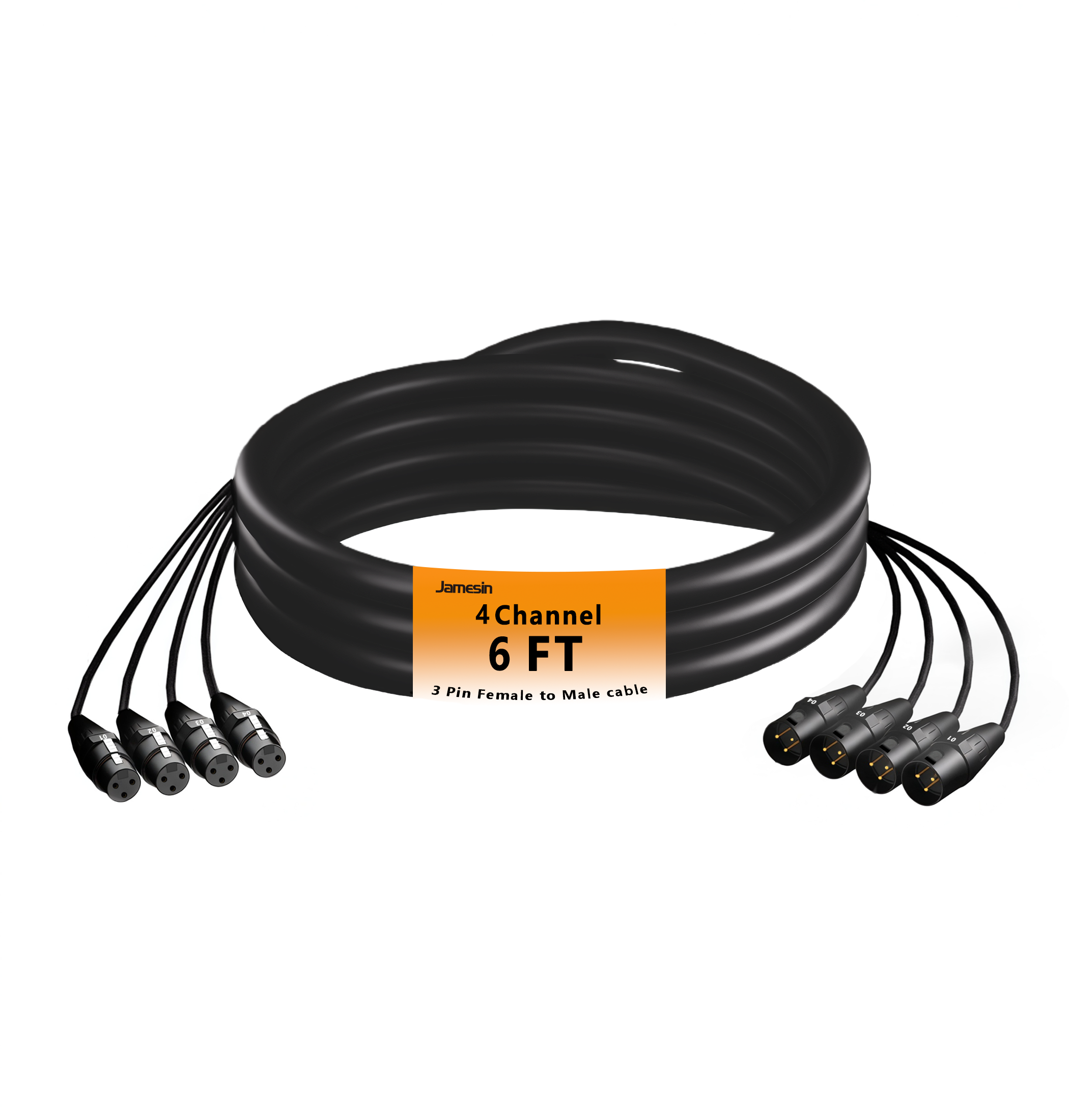 Jamesin Multi-Channel XLR Cables Male to Female Snake Cable with Digital Label and Braided Core Wire Microphone Audio Cable for Stage and Recording Studio, Can Be Used with Any Device
