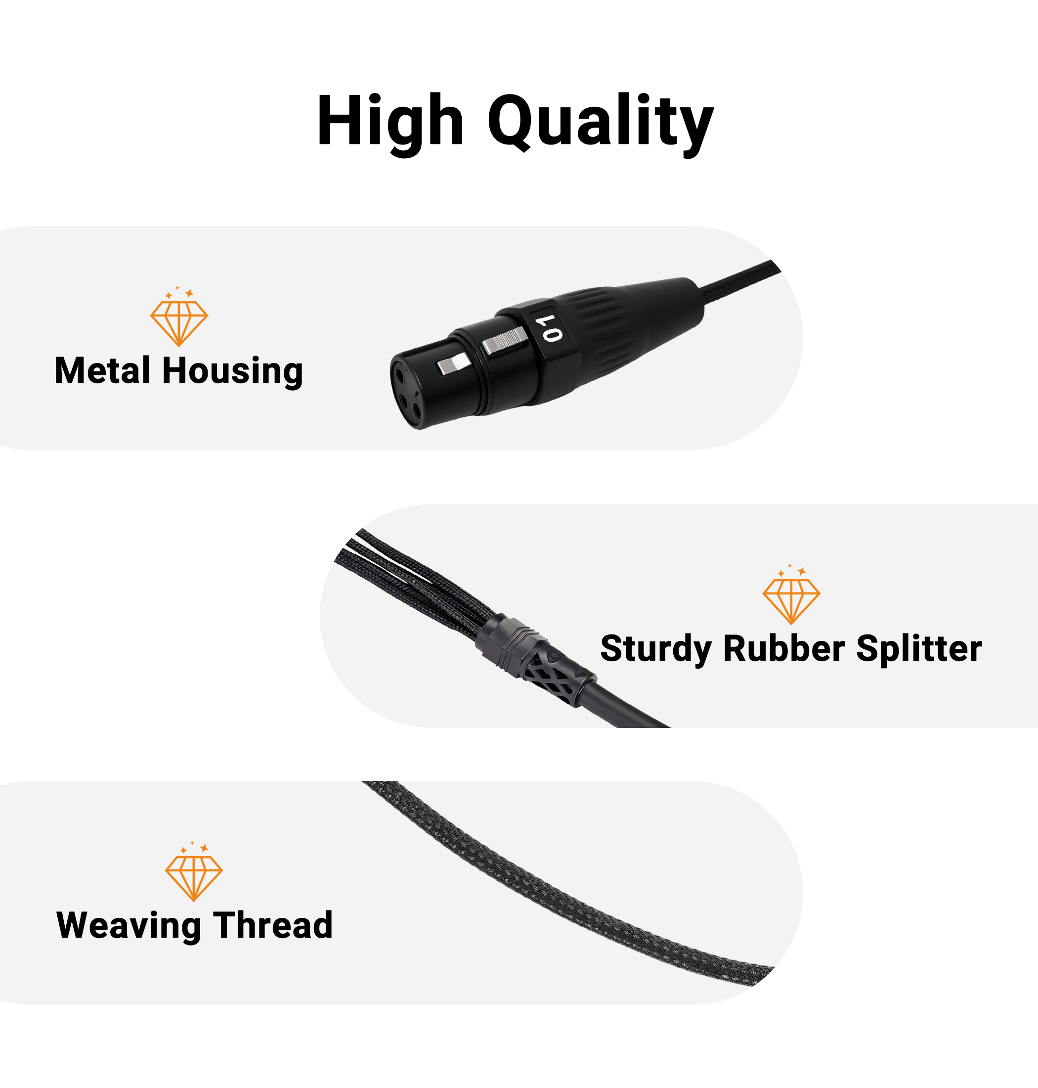 Jamesin Multi-Channel XLR Cables Male to Female Snake Cable with Digital Label and Braided Core Wire Microphone Audio Cable for Stage and Recording Studio, Can Be Used with Any Device