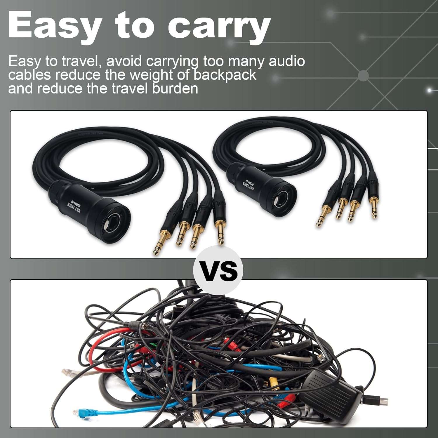 Jamesin 6.3mm Stereo Plug with 3FT Cable to Ethercon Cable, with Cat5/cat6 Network Snake Receiver, for Stage and Recording Studio,3 Feet