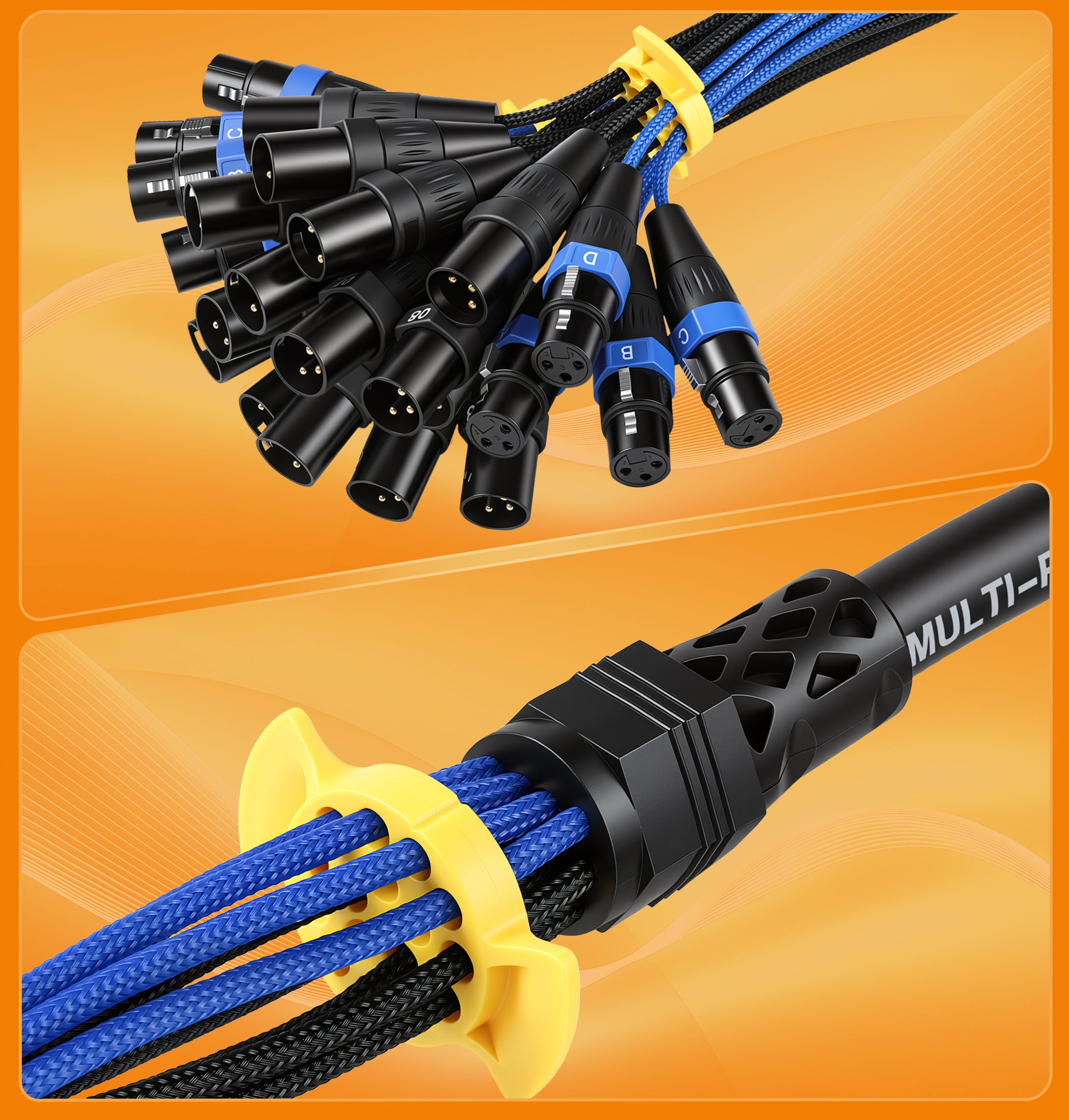 Jamesin 12 Channel XLR Splitter Cable for Recording Studio, Live Stage, Meeting Room, XLR Cables 8 Send Female & 4 Return Male