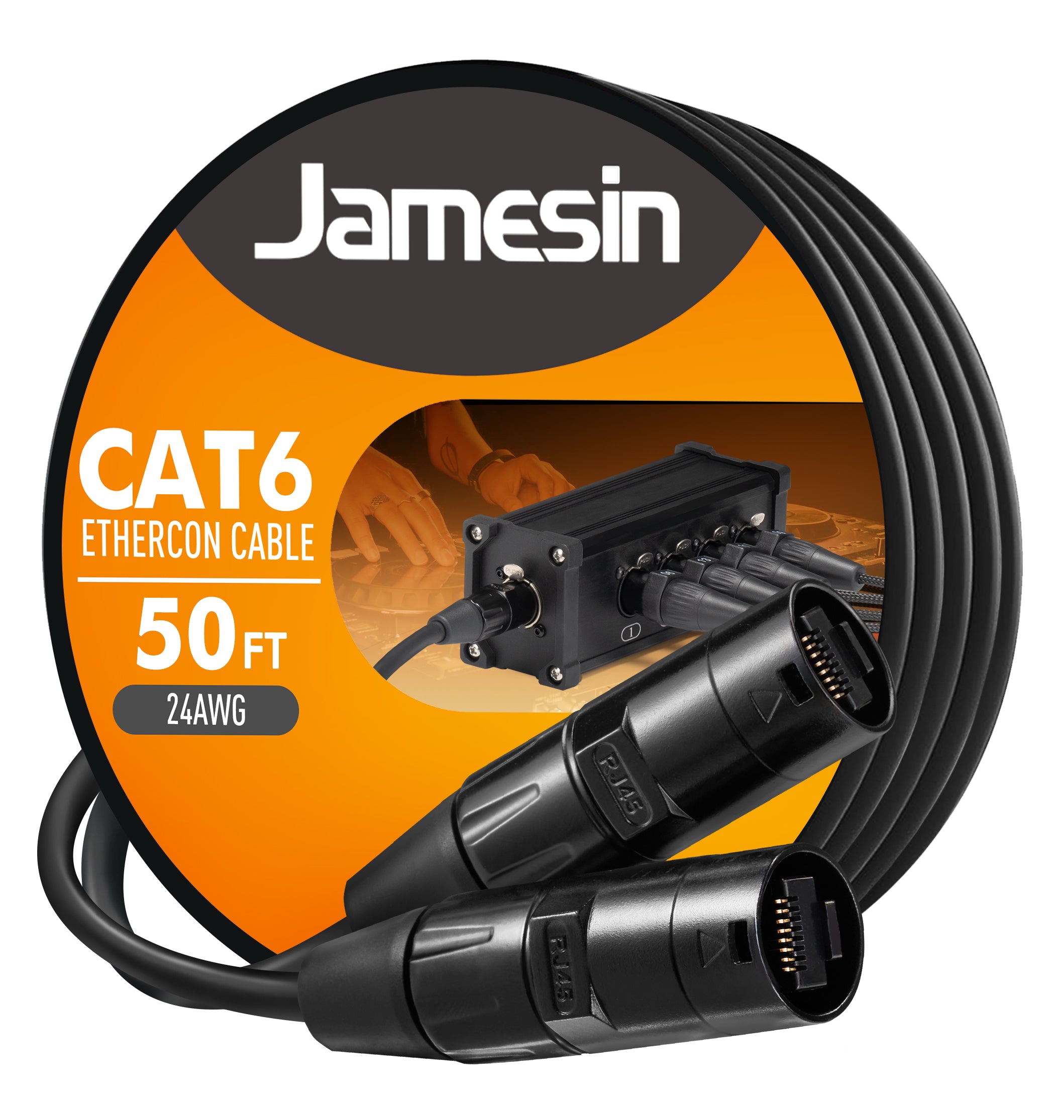 Jamesin CAT6 Shielded Ethercon Cable, with Booted Rj45, Tactical Locking Ethernet, and Converta-Shell Connectors, for Studio Setups, Touring, Stage Production, Concerts & Other Applications