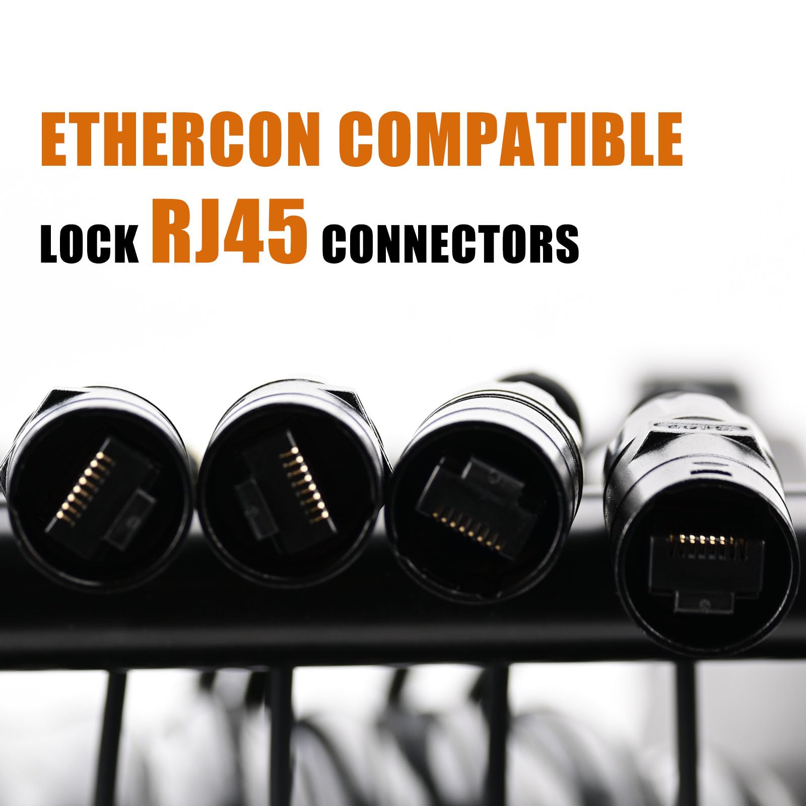 Jamesin 4 Channel CAT6 Shielded Ethercon Cable, with Booted Rj45, Auto-Locking Ethernet, for Studio Setups, Touring, Stage Production, Concerts & Other Applications