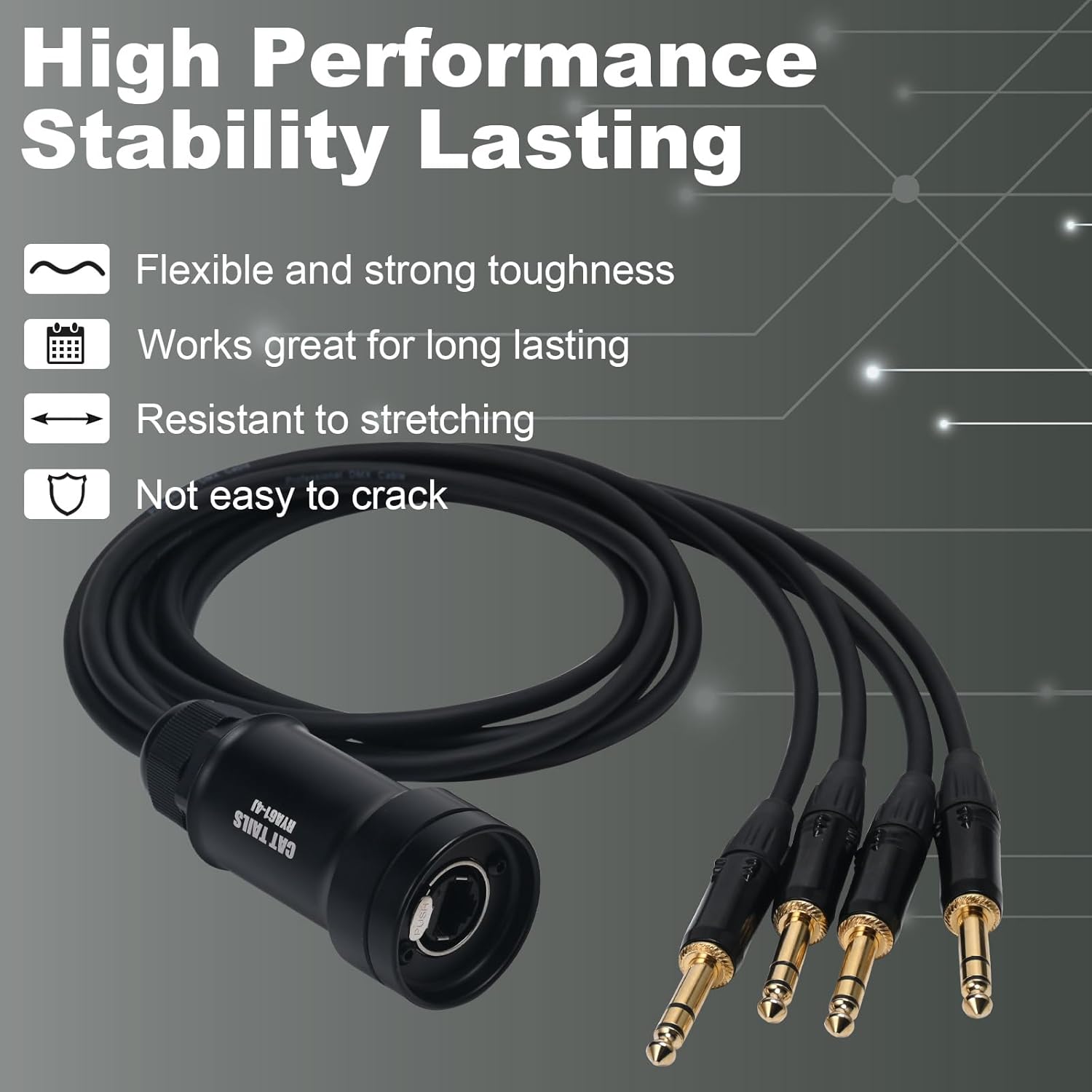 Jamesin 6.3mm Stereo Plug with 3FT Cable to Ethercon Cable, with Cat5/cat6 Network Snake Receiver, for Stage and Recording Studio,3 Feet