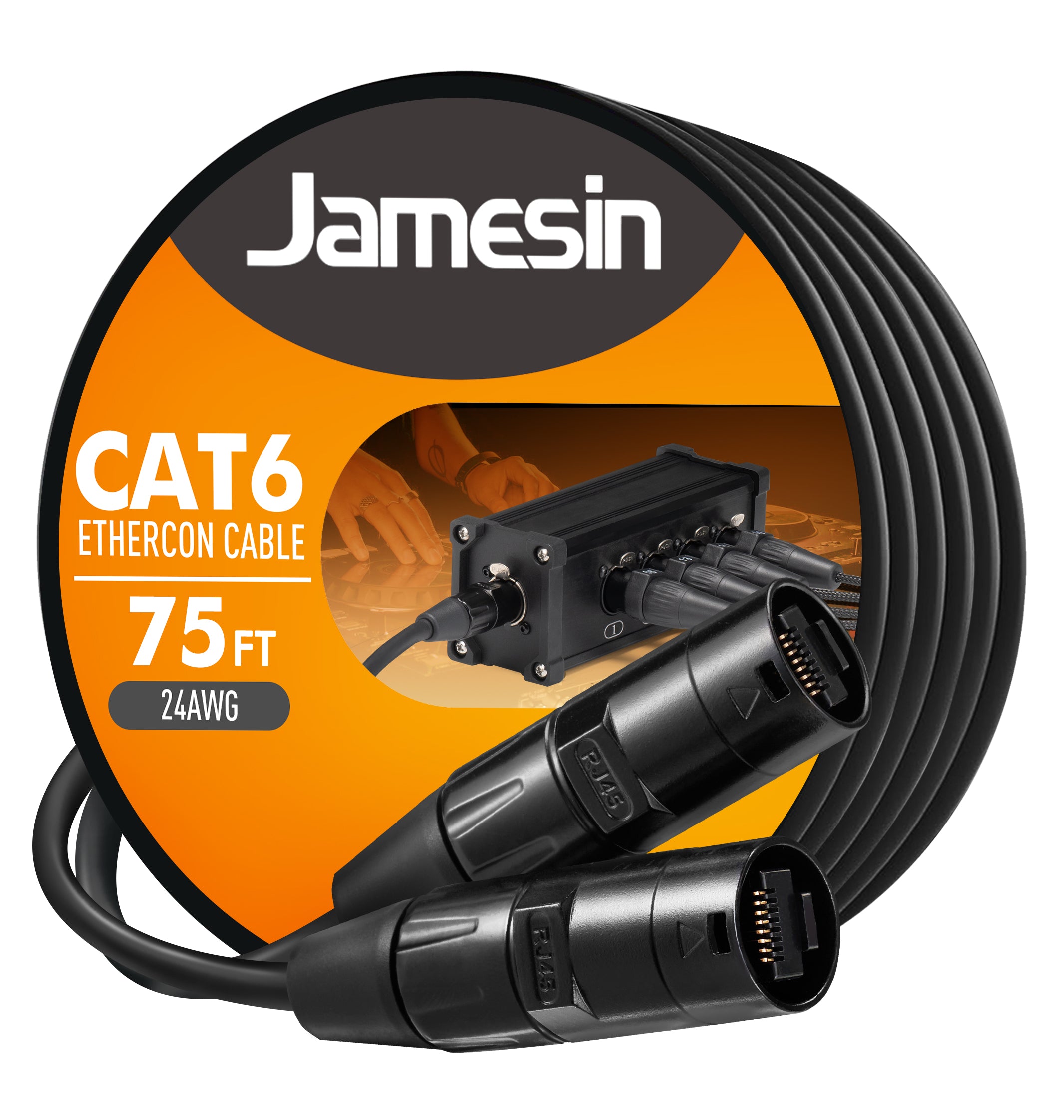 Jamesin CAT6 Shielded Ethercon Cable, with Booted Rj45, Tactical Locking Ethernet, and Converta-Shell Connectors, for Studio Setups, Touring, Stage Production, Concerts & Other Applications