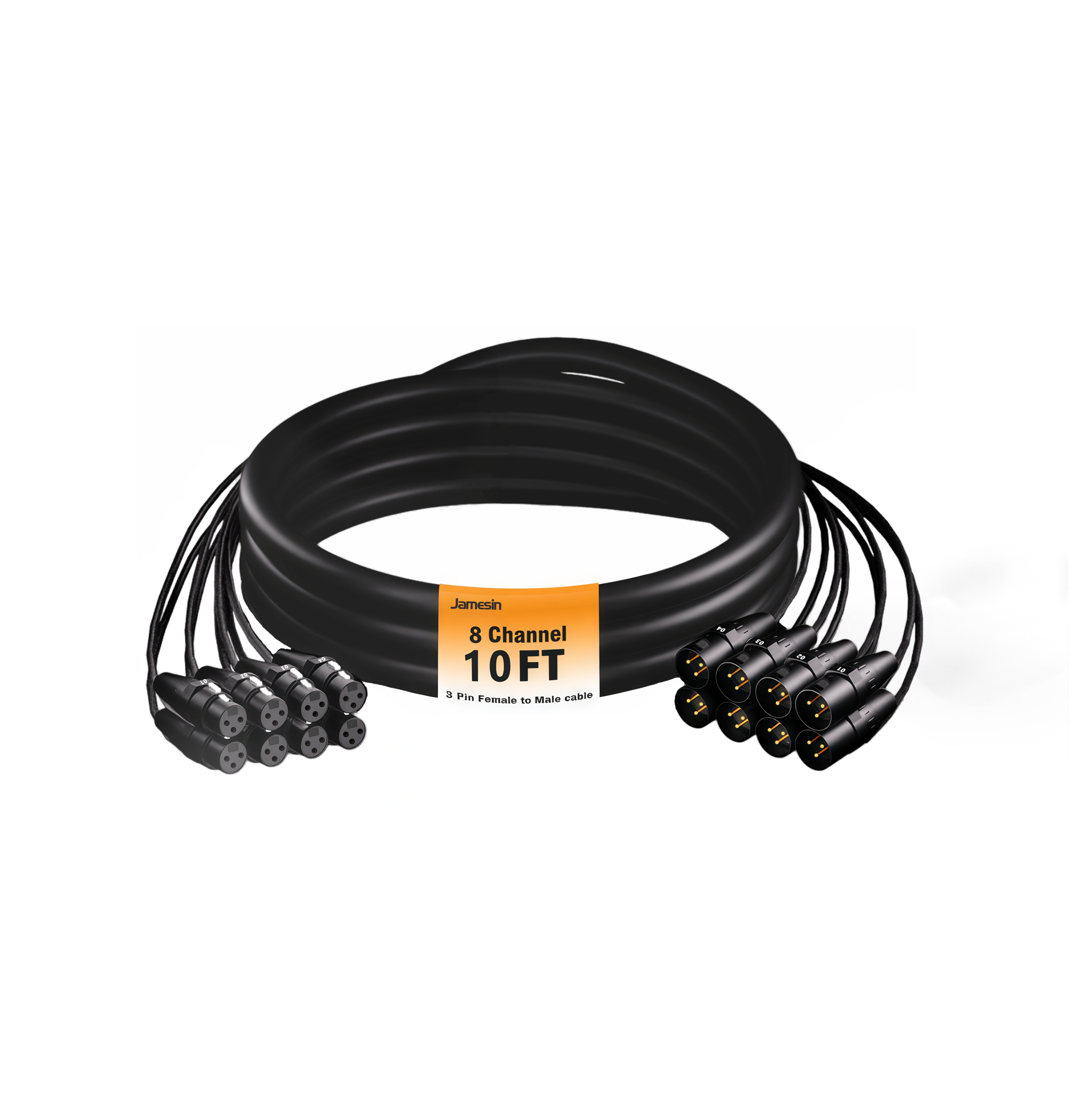 Jamesin Multi-Channel XLR Cables Male to Female Snake Cable with Digital Label and Braided Core Wire Microphone Audio Cable for Stage and Recording Studio, Can Be Used with Any Device